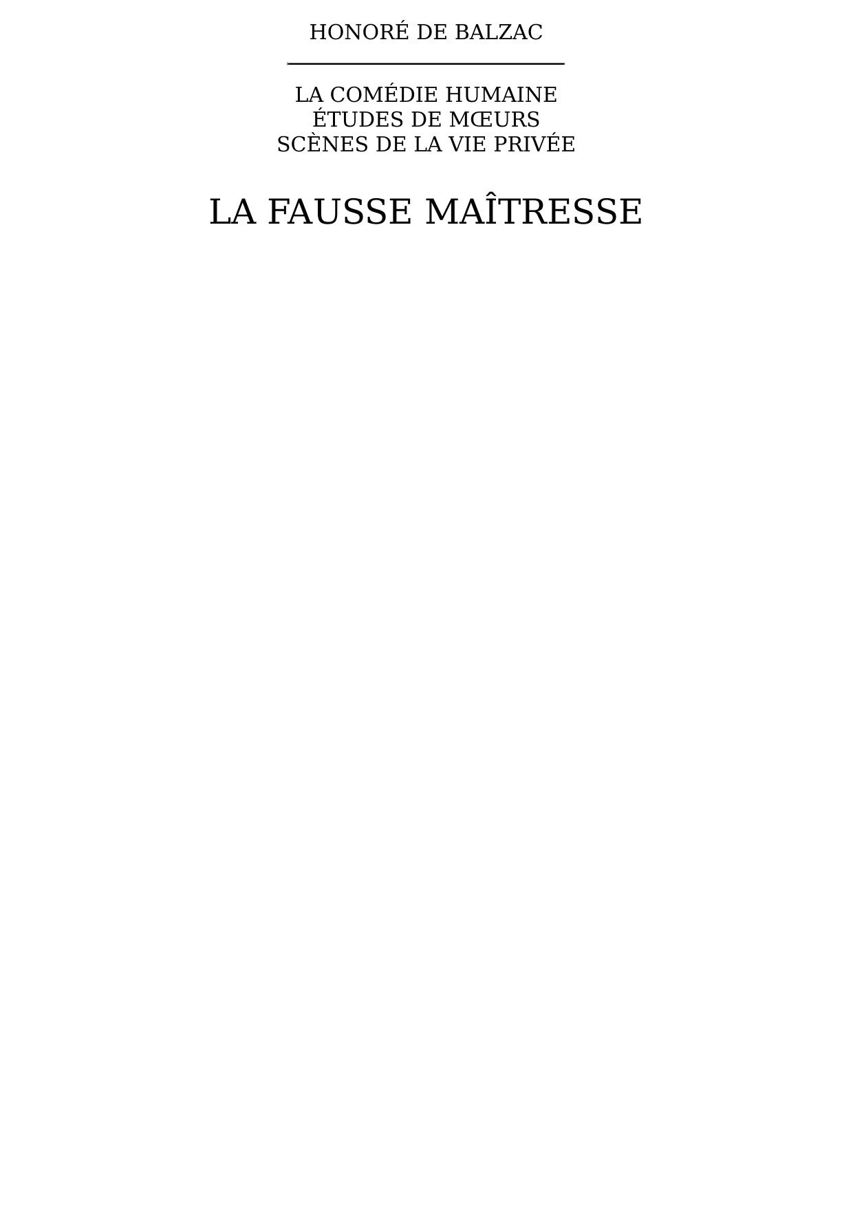 La fausse maîtresse