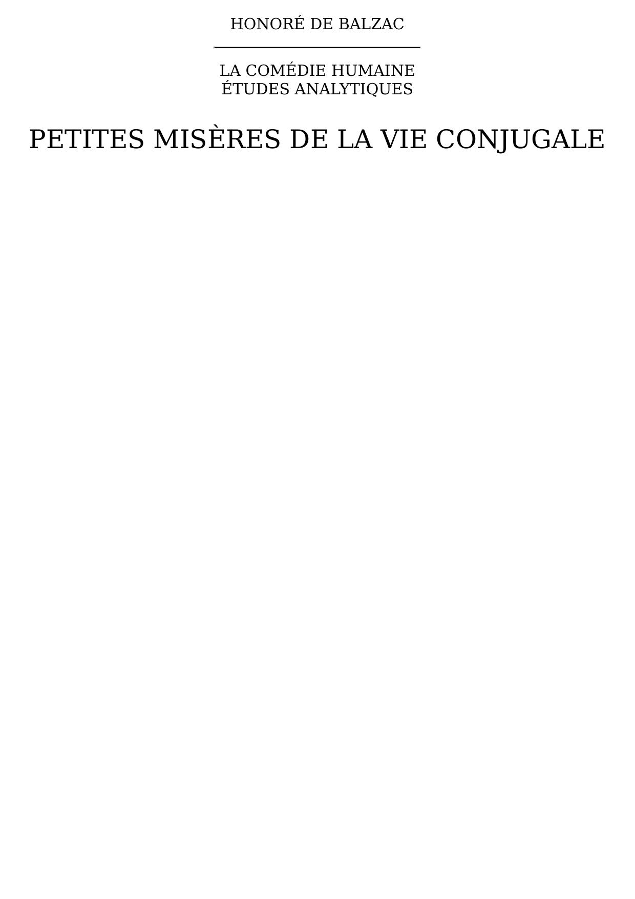 Petites misères de la vie conjugale