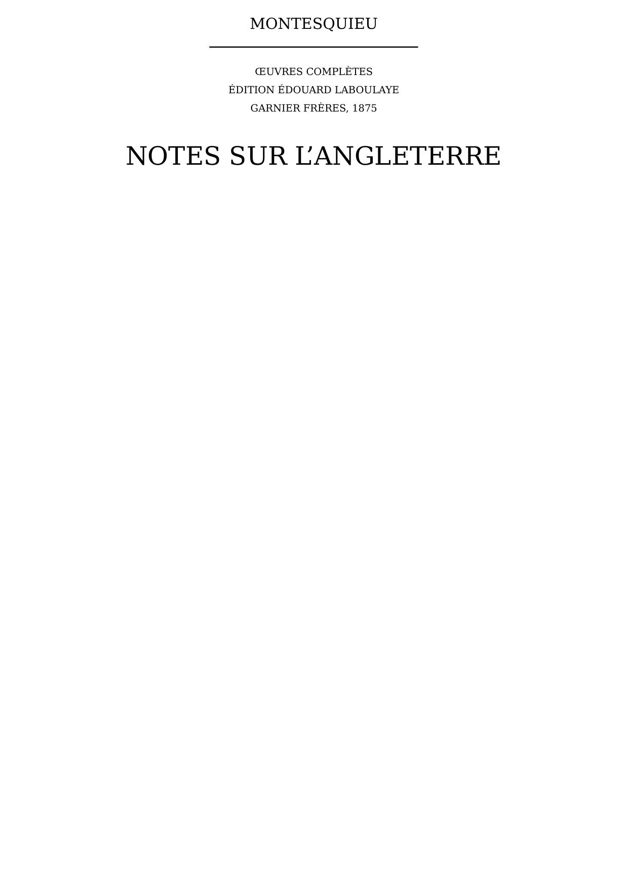 Notes sur l’Angleterre