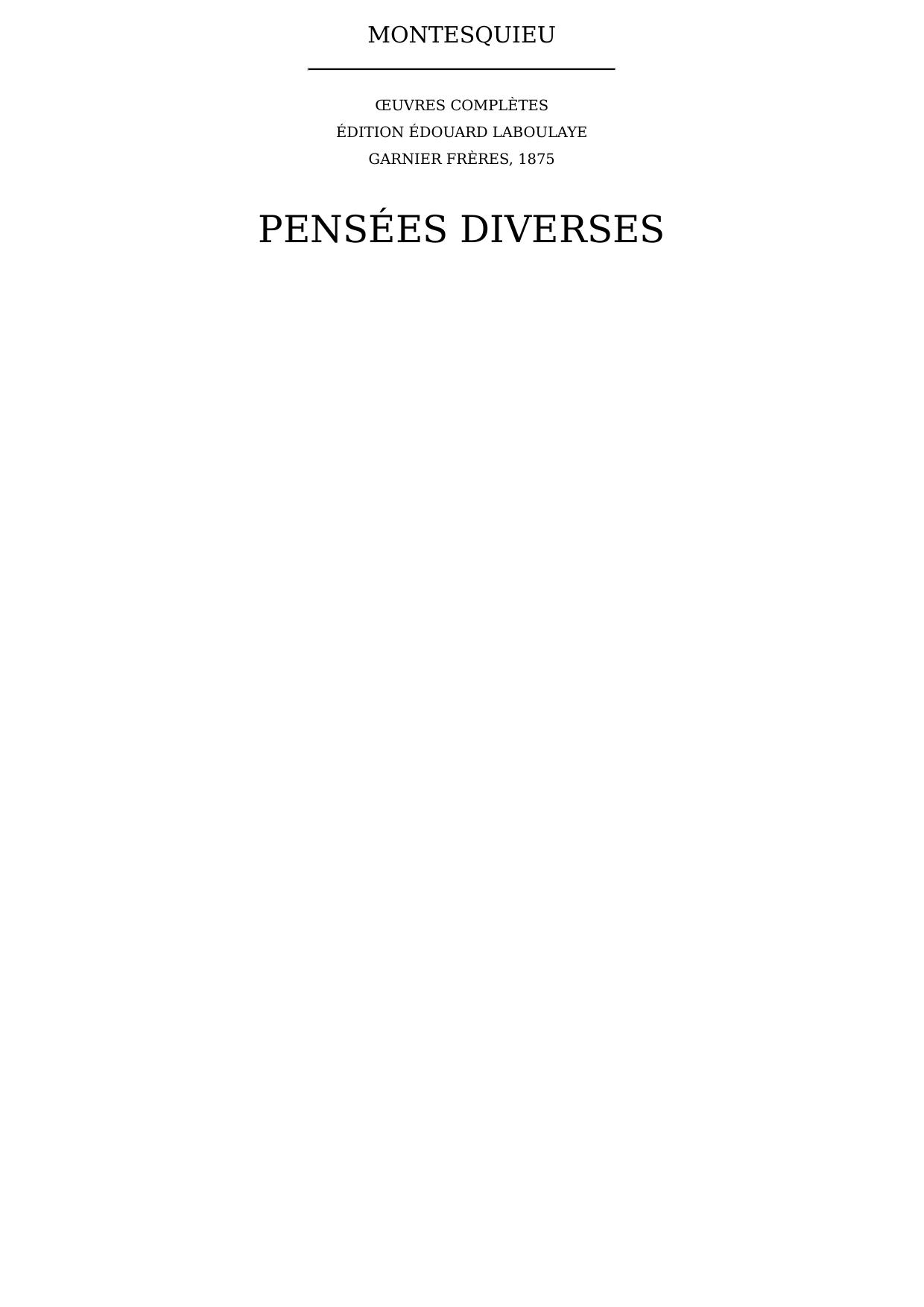 Pensées diverses