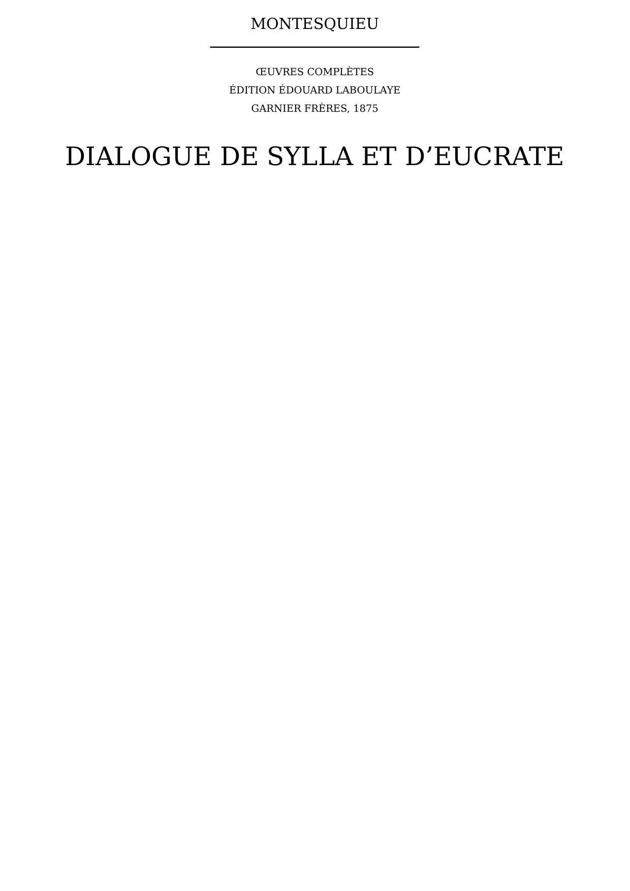 Dialogue de Sylla et d’Eucrate