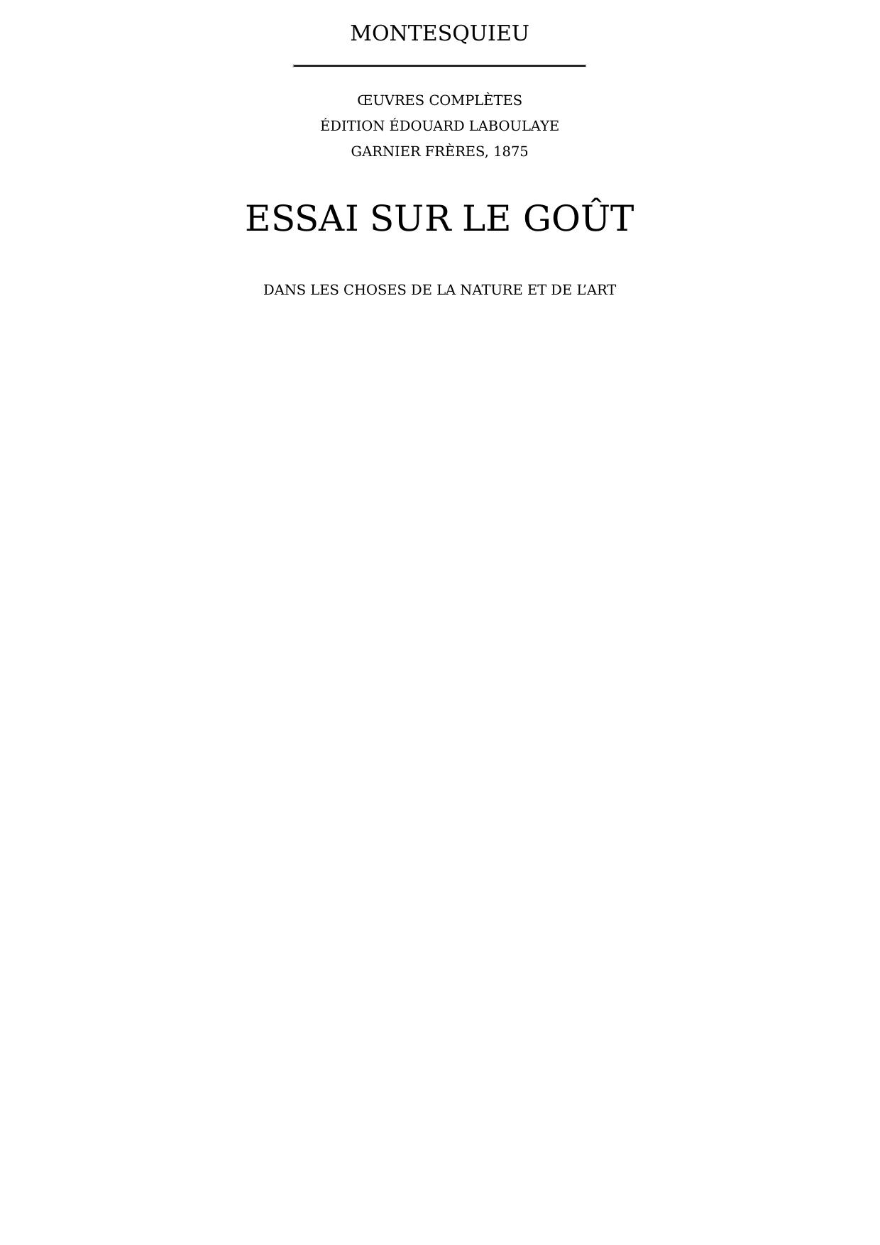 Essai sur le goût
