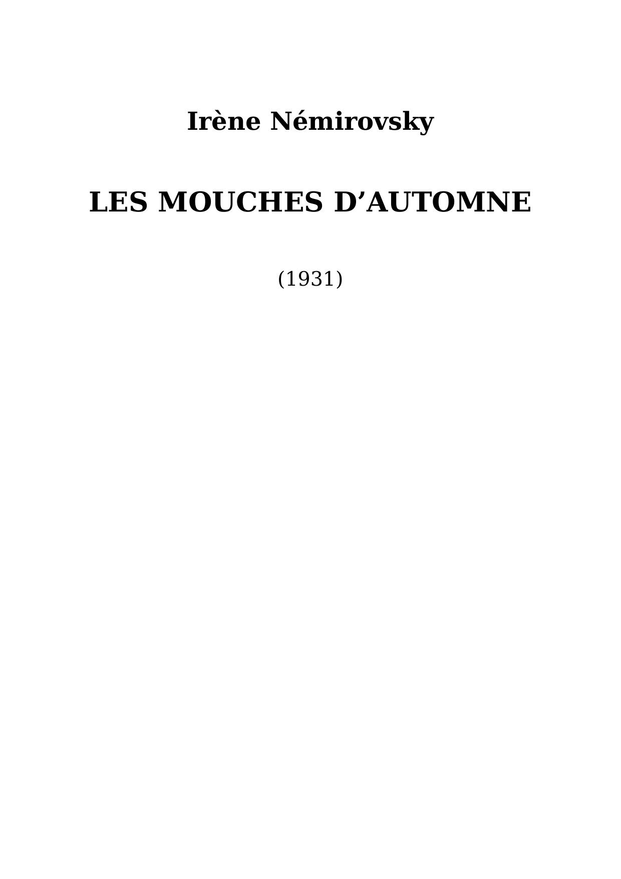 Les Mouches d'automne