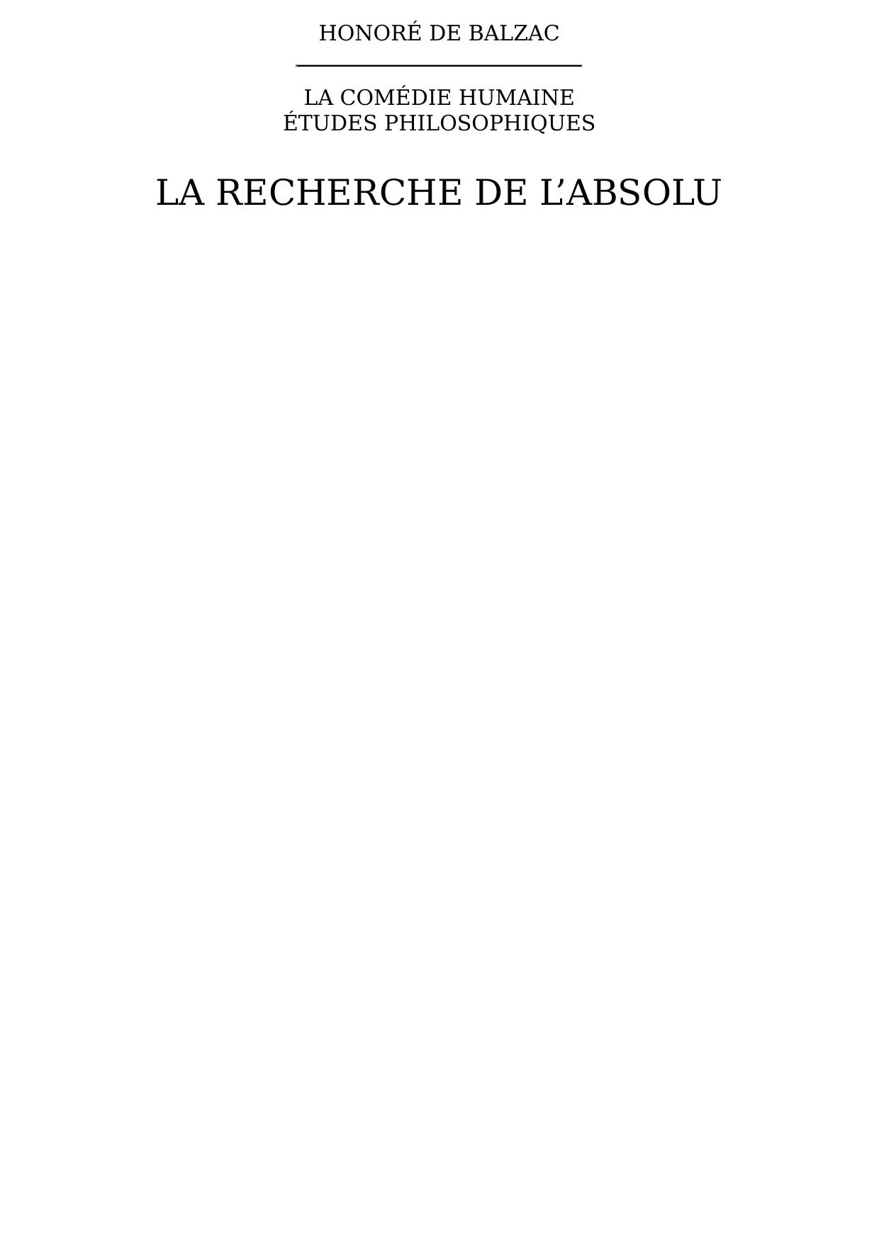 La recherche de l’absolu