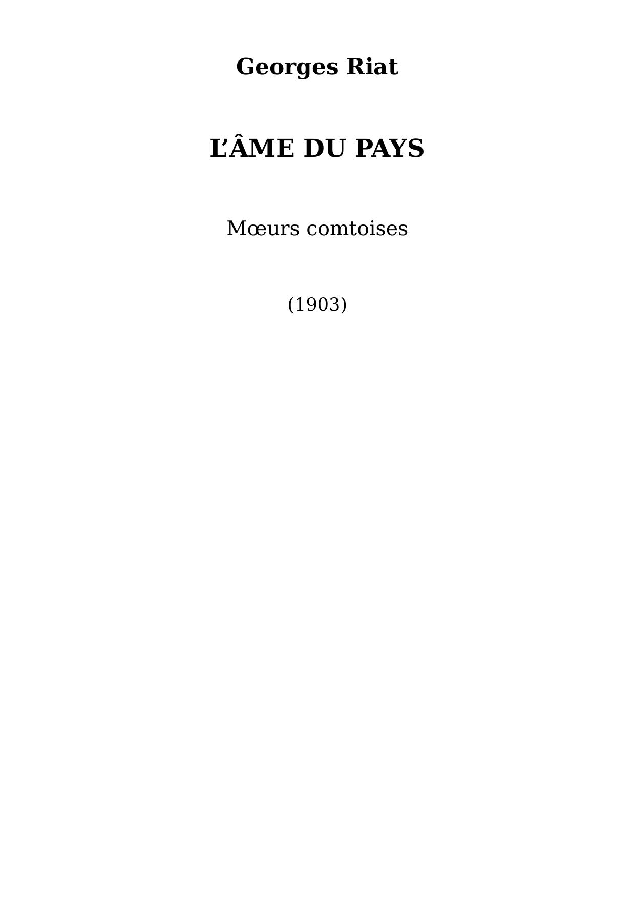 L'Âme du pays (Mœurs comtoises)