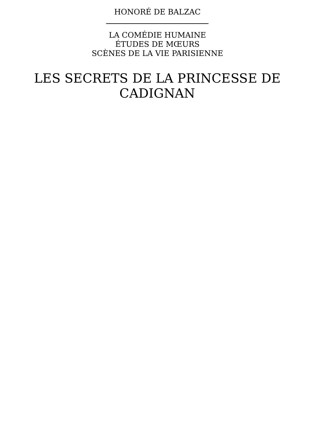 Les secrets de la princesse de Cadignan