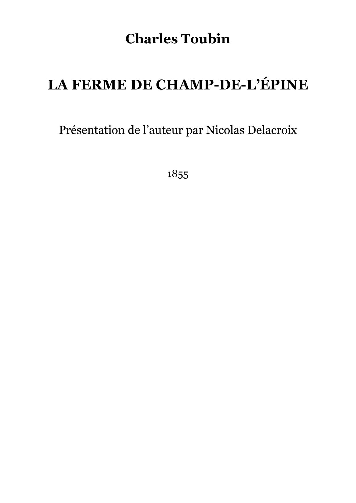 LA FERME DE CHAMP-DE-L’ÉPINE