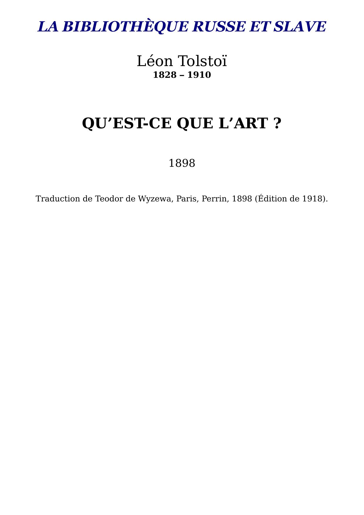 Qu'est-ce que l'art ?