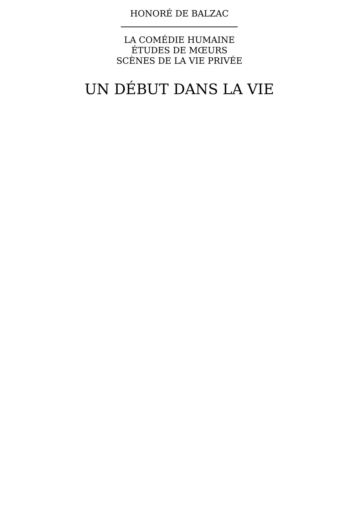 Un début dans la vie