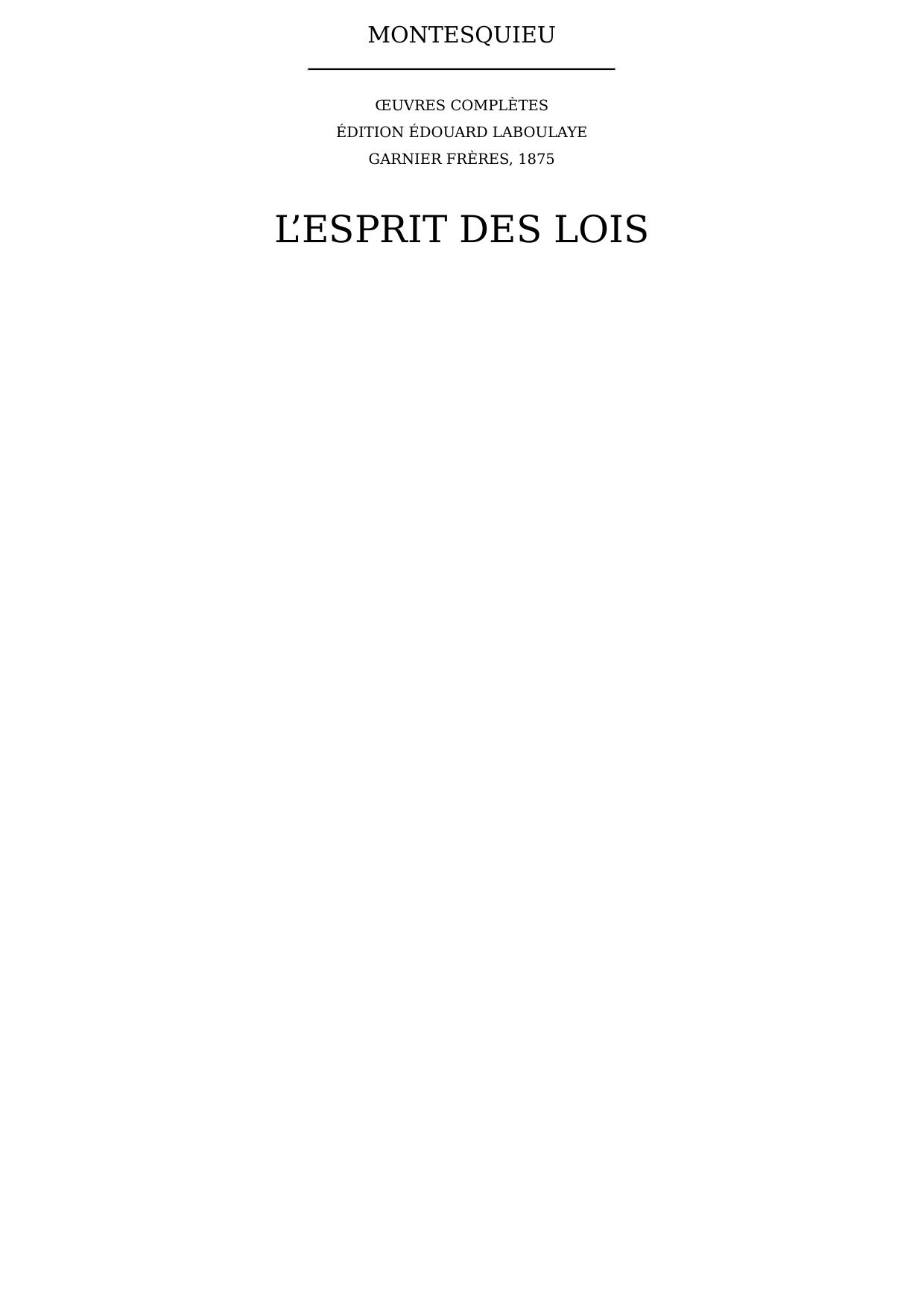 L’Esprit des Lois