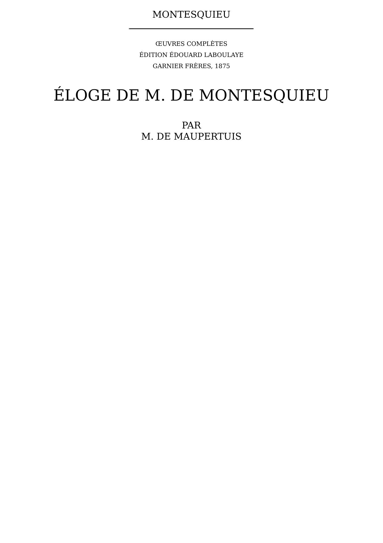 Éloge de M. De Montesquieu