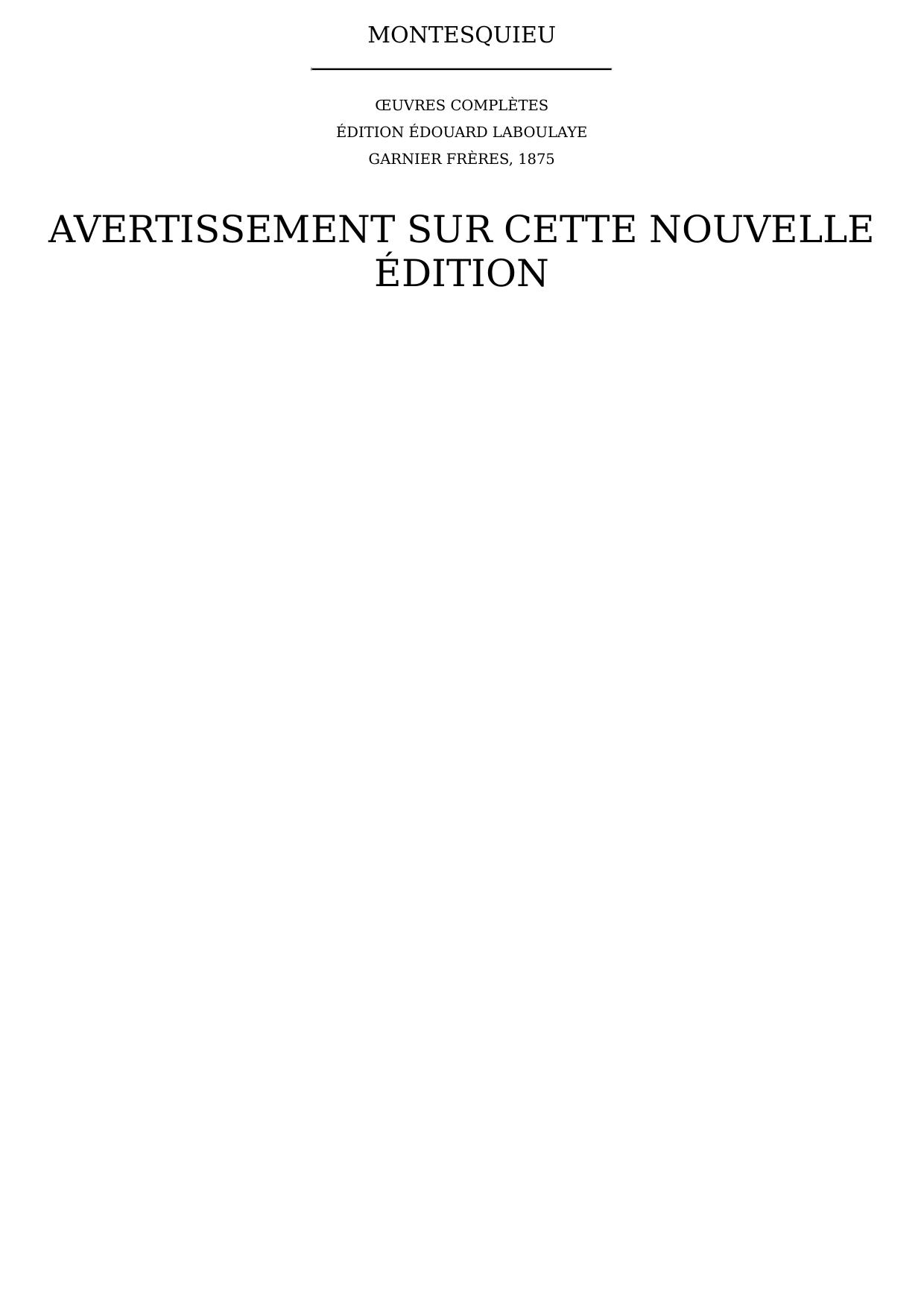 Avertissement sur cette nouvelle édition