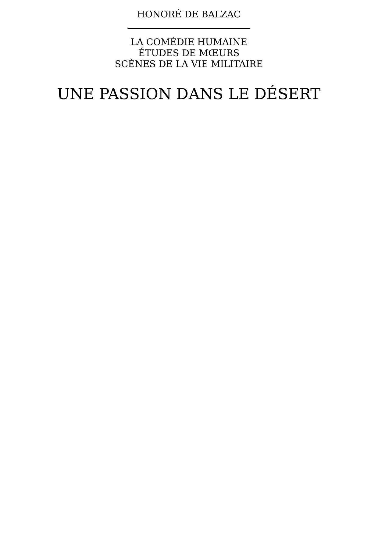 Une passion dans le désert