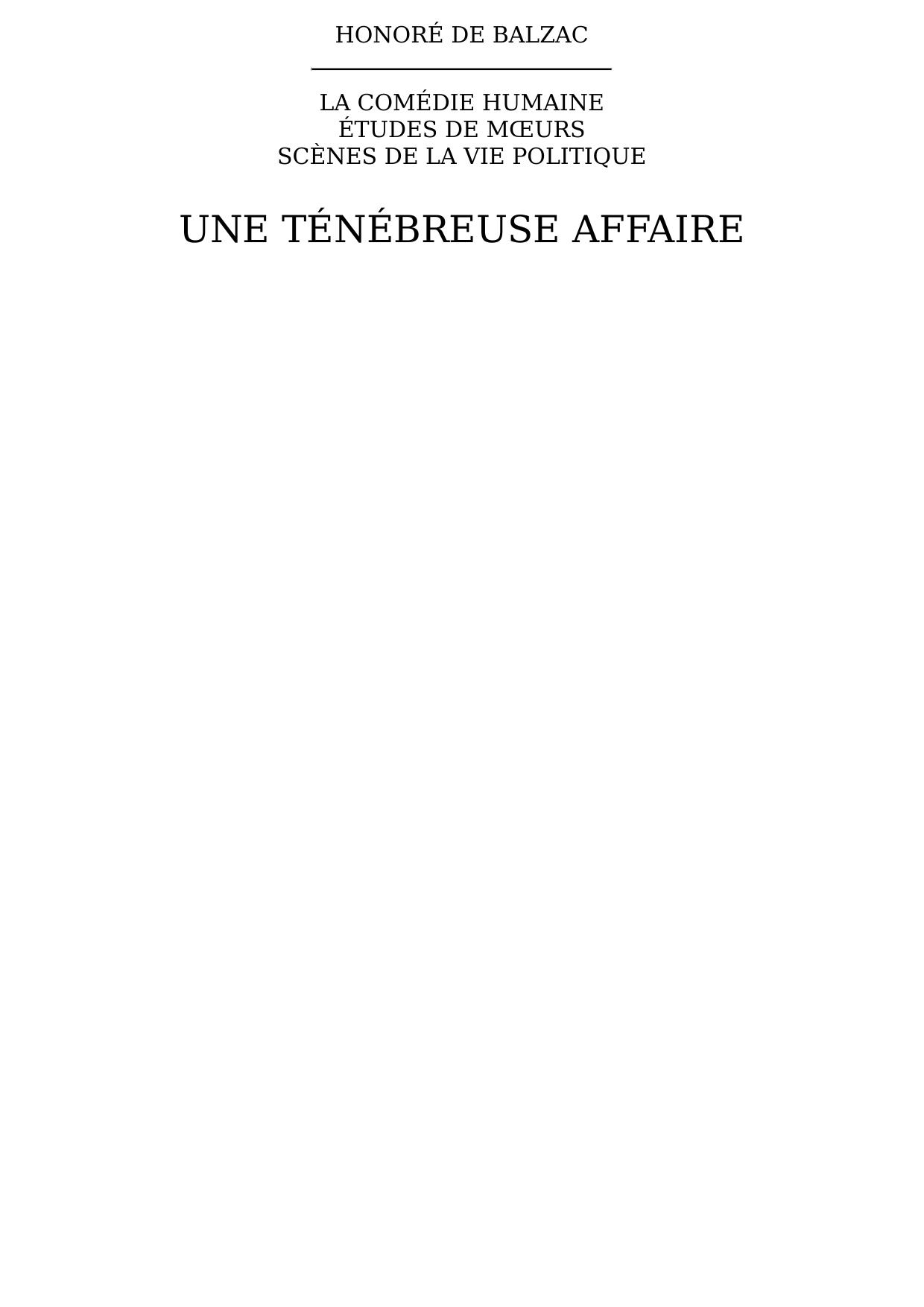 Une ténébreuse affaire