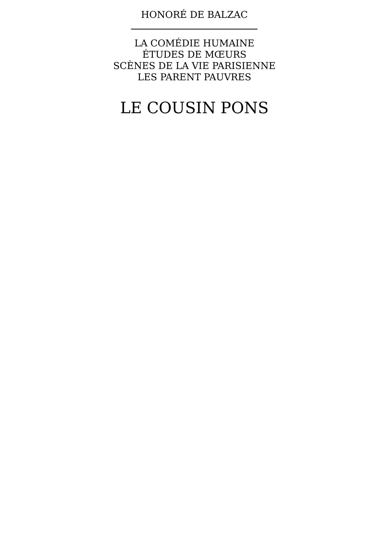 Le cousin Pons