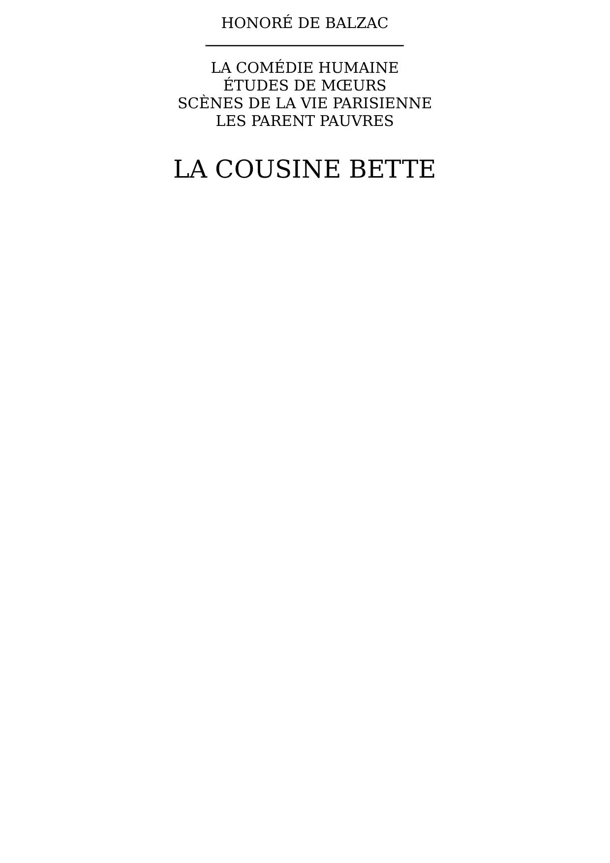 La cousine Bette