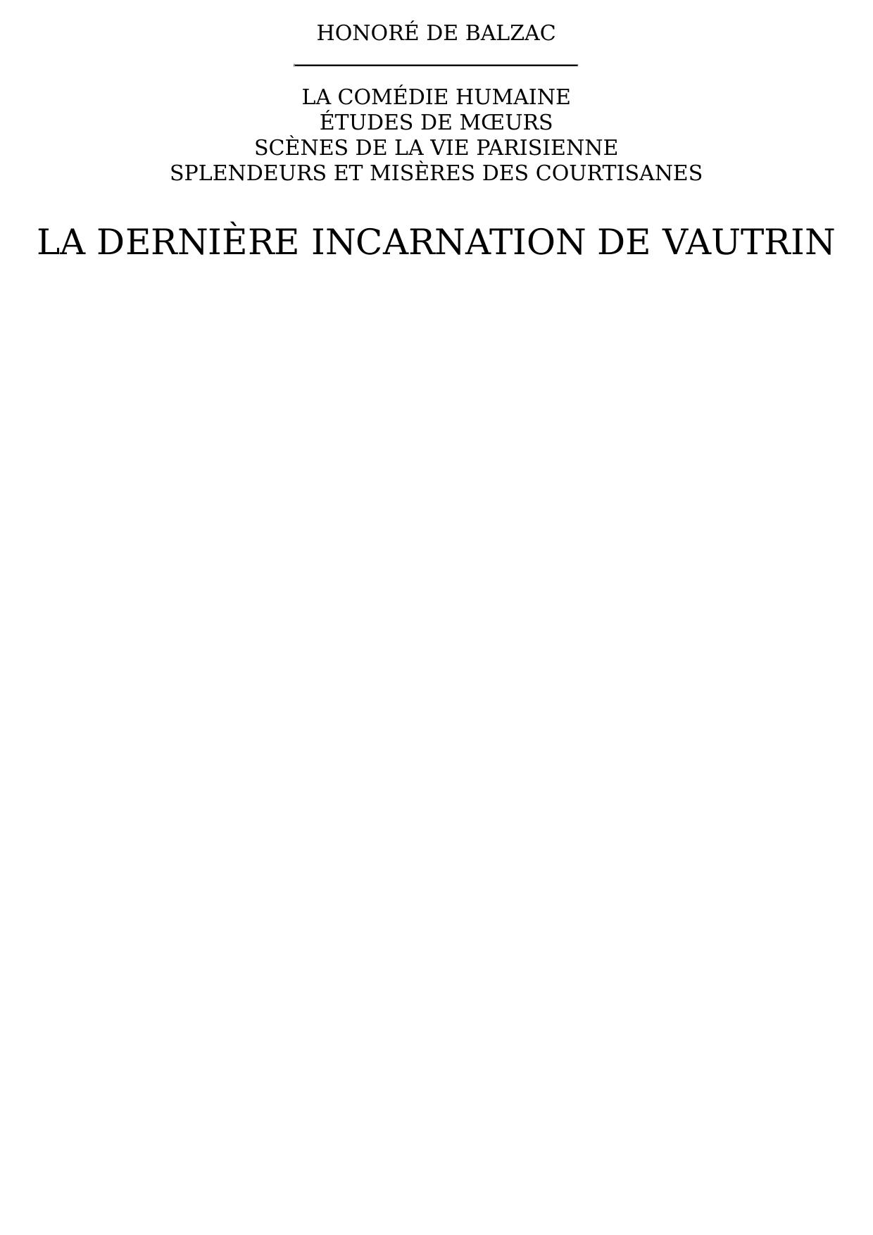 La dernière incarnation de Vautrin