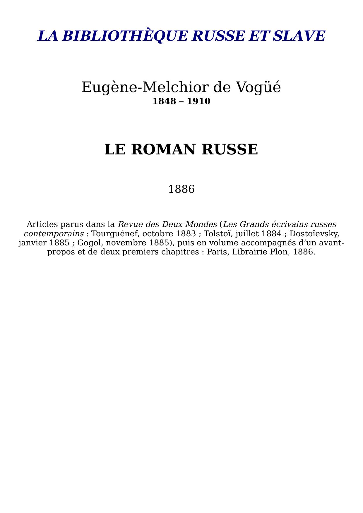 Le Roman russe