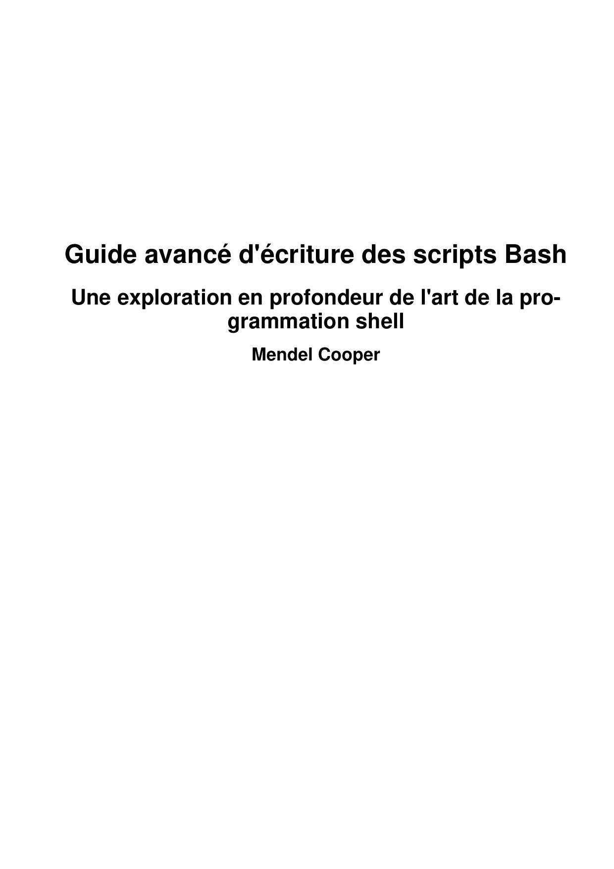 Guide avancé d'écriture des scripts Bash