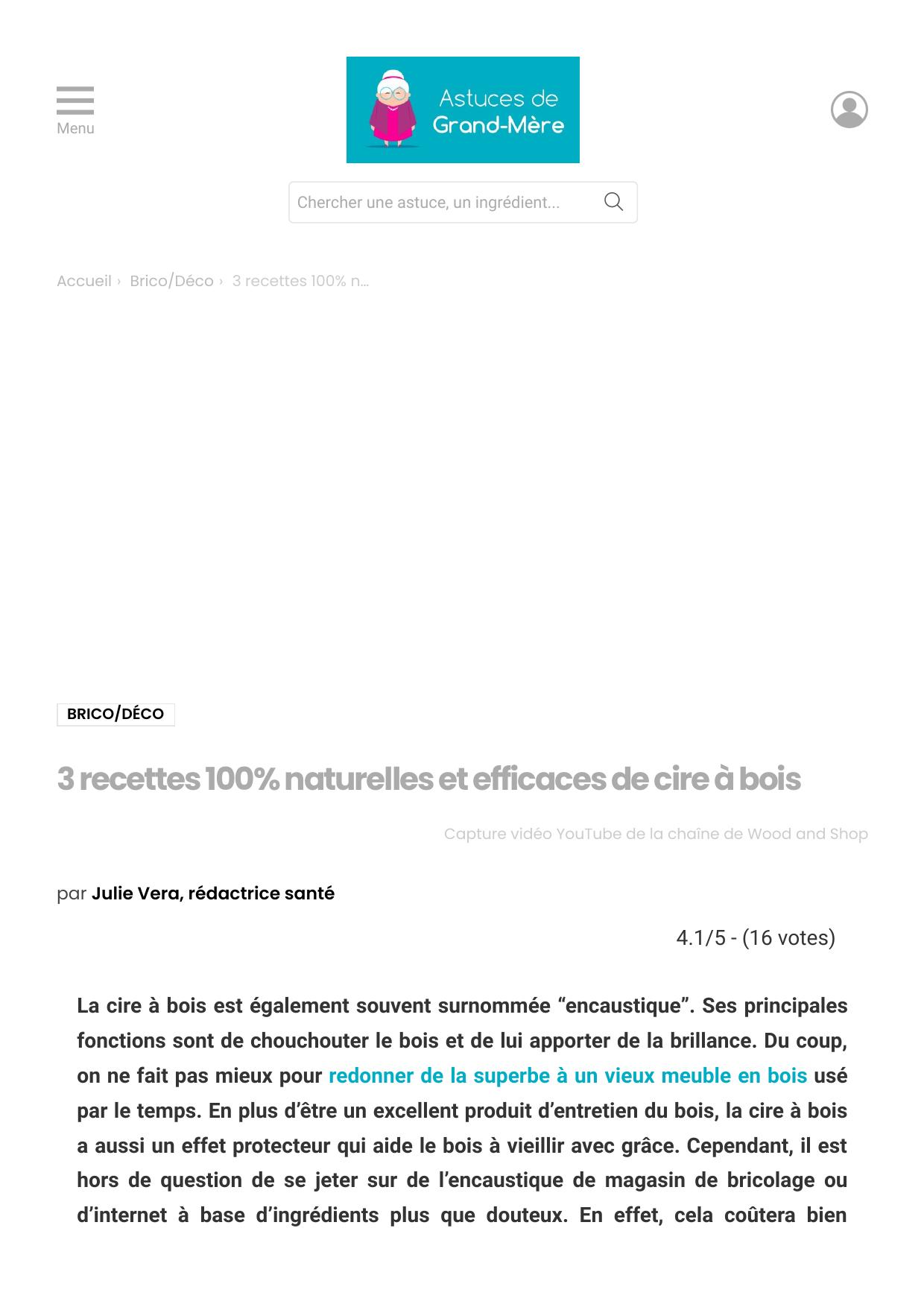 recettes encaustique cire