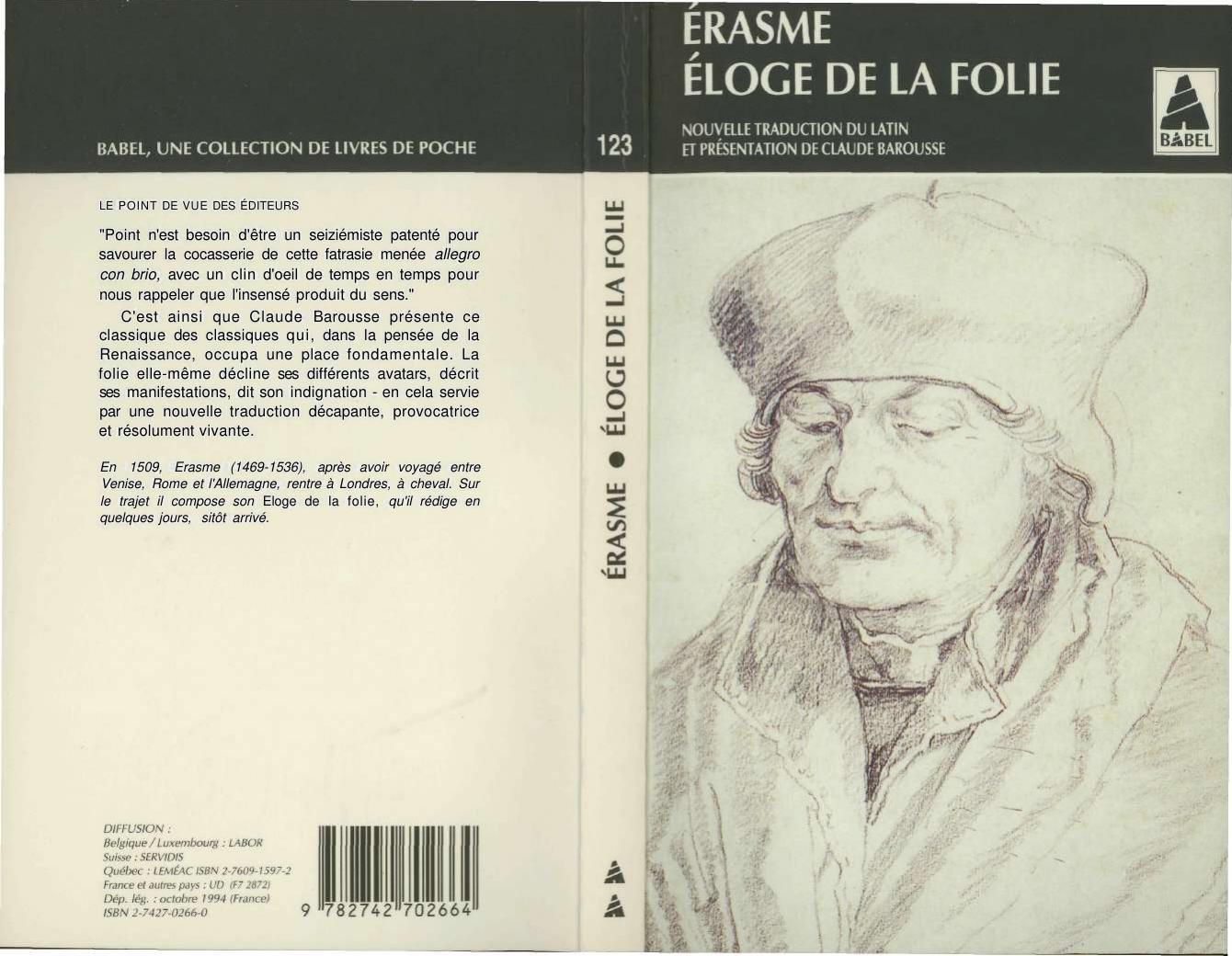 Eloge de la folie Erasme