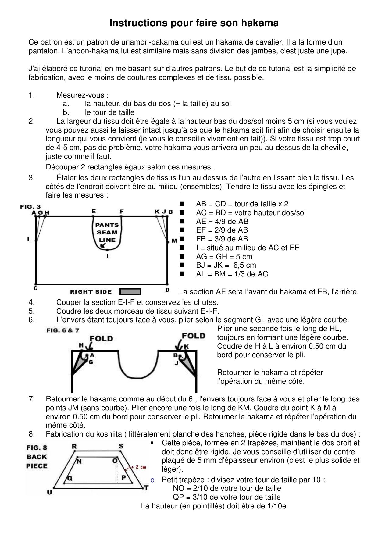Instructions pour faire son hakama_
