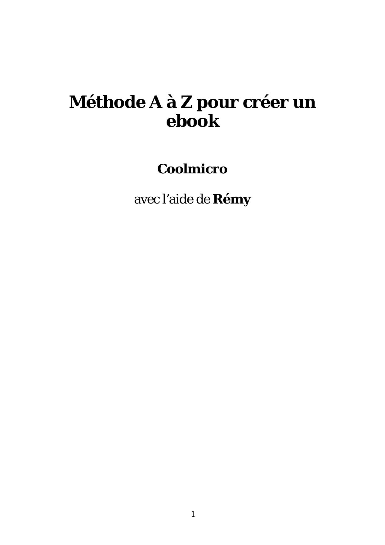 Méthode A à Z pour créer un ebook