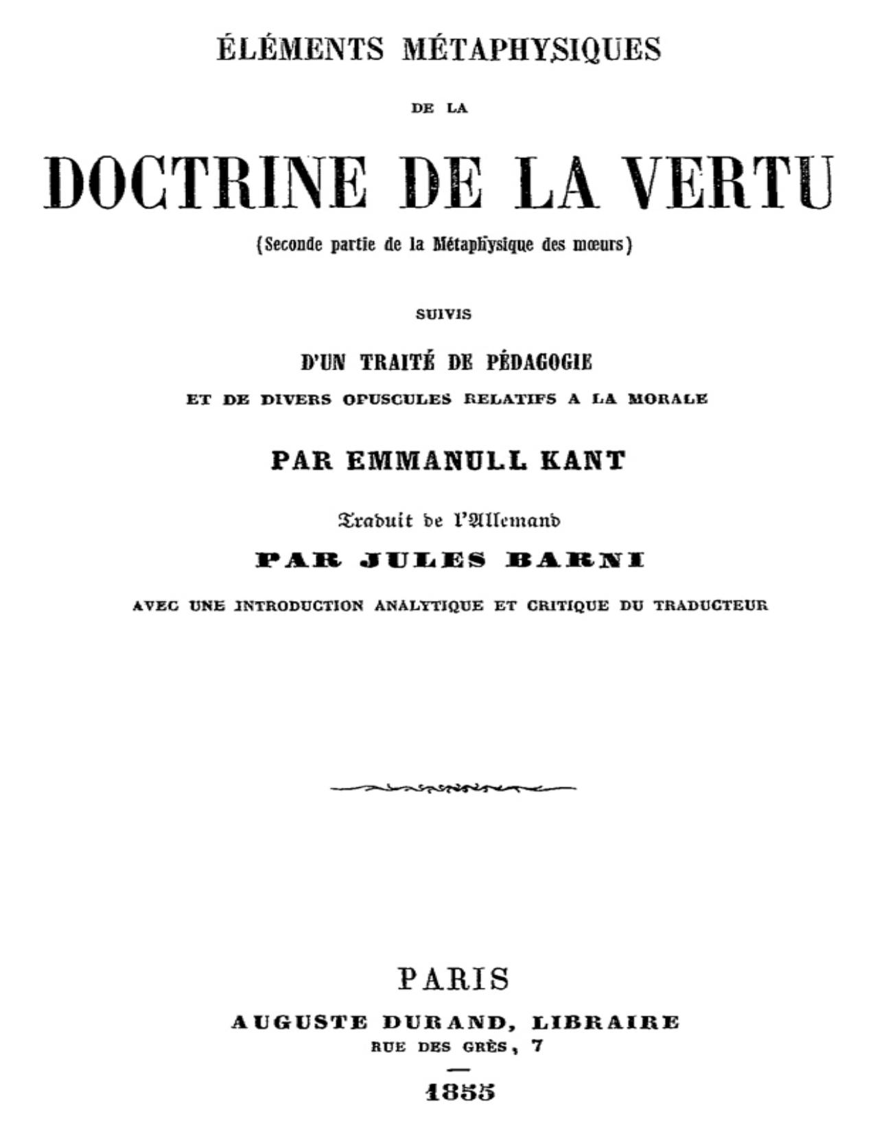 Éléments métaphysiques de la doctrine de la vertu