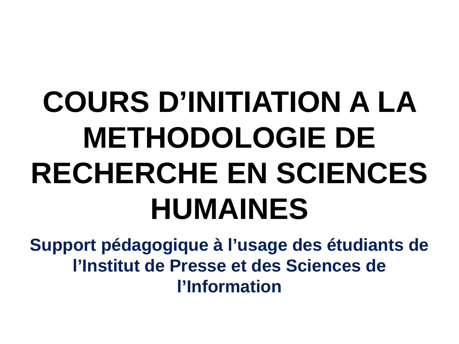 cours d'initiation a la méthodologie de recherche en sciences humaines